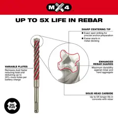 MILWAUKEE - Broca Mx4 Para Concreto 316In 4 Puntas Toma Sds-Plus Largo 6In