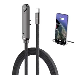 GENERICO - Cable Carga Rápida 240w 2en1 Tipo-C 1.5m Con Soporte 360