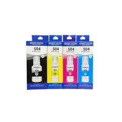 PACIFIC COLOR - Pack 4 Tintas alternativas T504 Compatible EPSON