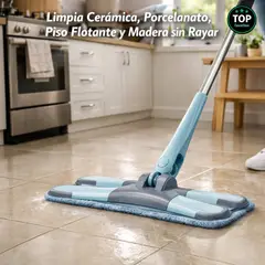 MOVI - Mopa Trapeador Microfibra Autoestrujable Mango Telescópico - Cerámica, Porcelanato y Madera Flotante