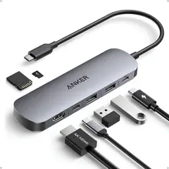 ANKER - Usb C Hub, 7-in-1 Multi-port Usb Adapter For Laptops Plateado USB-C a HDMI 4K@60Hz