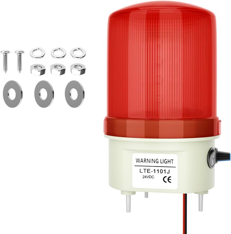 Baliza Giratoria Led Con Sirena 24vdc Rojo Porton Alarma