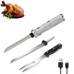 PUREPOWER - Cuchillos eléctricos inalámbricos recargable para cortar carne, pescado, pan, pavo, cortador