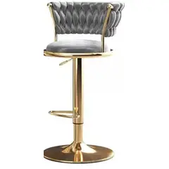 IDEEHOUSE - Set 2 Taburete Piso Bar Terciopelo Queen Base