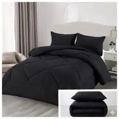 GENERICO - Edredon Nordico con Fundas de Almohada Suave y Ligero 1 Plaza - Color Negro