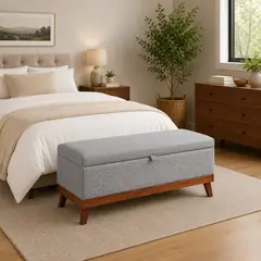 GENERICO - Banqueta con Baúl Incy Gris omega MaxiCosas120x40x50 cm Tapizada con Almacenaje
