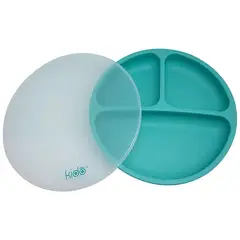 KEEP - Plato Silicona Bebe Kido Ventosa Y 3 Divisiones Verde - PS