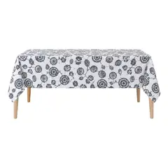 OEM - Mantel Impermeable Mesa Cuadrado Diseño Floral 140x220cm Gris