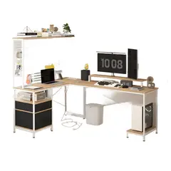 GENERICO - Escritorio homeoffice esquinero convertible con estantería