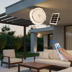 TASBEL - Plafon Lampara Solar 100W Redondo Sensor De Movimiento Luz Blanca Fria