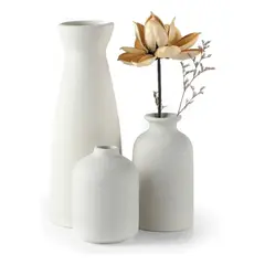 ATURE - 3pcs Floreros Jarron Cerámica Decorativos Para Mesa Oficina