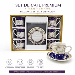 GENERICO - Set de 6 Tazas con Platillos para Café, Cerámica Premium, Regalo Elegante
