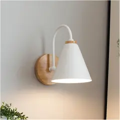 YOMYM - Lámpara de techo blanca Estilo moderno Base de madera 23×24cm