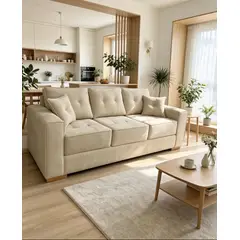 MUEBLERIA SYS - Sofa Esmeralda 3C Beige Tapiz Antifluidos