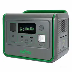 EWTTO - Generador Solar Portátil 512Wh 800W Batería LiFePO4 Carga Rápida 2.5-3.5h 4000 Ciclos