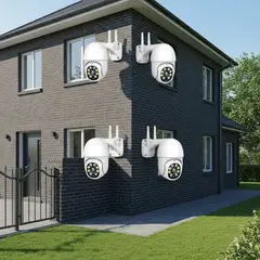 IRM - Camaras Pack 4 Seguridad Exterior Wifi 1080p Domo Ptz Monitoreo 360 Inalambrica Vision Nocturna Kit