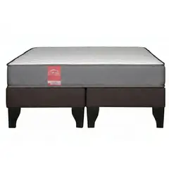 COLBOX - Cama Europea America Gris 20 cm Tela Chocolate 2 PL