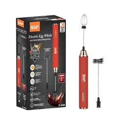 RAF - Batidor Eléctrico R.394r Recargable 3 Velocidades Aluminio Rojo