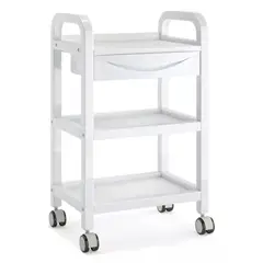 GENERICO - Carro Auxiliar de Belleza 3 Niveles con Cajón y Ruedas para Spa, Peluquería y Estética.
