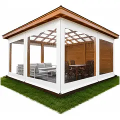 GENERICO - 3x2.2mts Cortina Para Terraza Exterior PVC Cortina Transparente Plastico Exterior Prueba Impermeable
