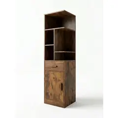 GENERICO - Mueble Esquinero Organizador con Puerta y Cajón Estilo Rústico 39.8x39.8x152cm MDP