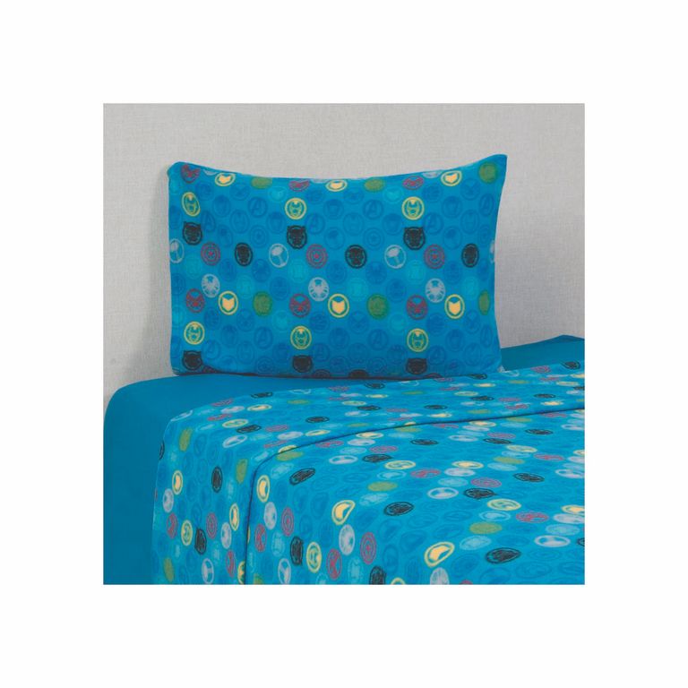 GENERICO Juego de sabanas 1.5 plazas infantil Polar Estampado avengers / Azul / Azul / 1,5 plazas