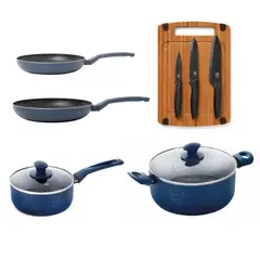 ILKO - Juego Ollas Cocina Granito Navy 10 piezas