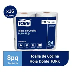 TORK - Toalla de Papel Doble Hoja 24mts 16 Rollos