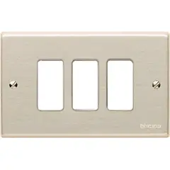 BTICINO - Placa 3 Puestos Aluminio Oxidal C-Tornillo Magic