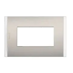 BTICINO - Placa 3 Puesto Metal Aluminio Con Soporte Nobile