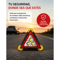 MOVI - Triángulo de Emergencia LED Recargable con Panel Solar Seguridad AutoEmergencias