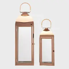 HERRERA MAISON - Set 2 Faroles Decorativos Metal Color Cobre