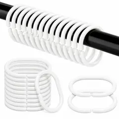 WAKESHOME - Argolla De Cortina Para Baño Blancos 12und Ganchos Plásticos