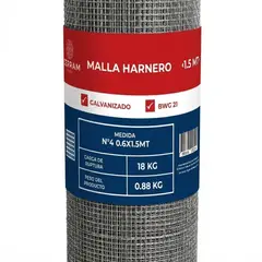 GENERICO - Malla Cerco Harnero Galvanizada N4 Rollo 60Cm X 1.5mt CERRAM
