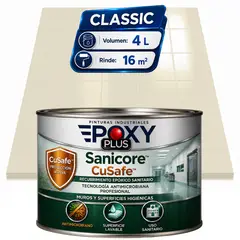 EPOXY - Pintura Epóxica Hospitalaria Sanicore CuSafe - MUROS Y PISOS - SIN OLOR - CLASSIC 4L - BLANCO PERLA