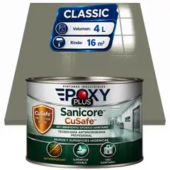 EPOXY - Pintura Epóxica Hospitalaria Sanicore CuSafe - MUROS Y PISOS - CLASSIC 4L - GRIS CEMENTO