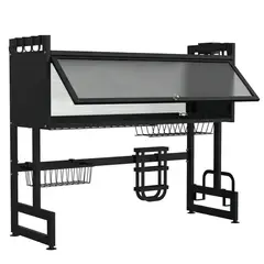 MOVI - Secaplatos Escurridor de Platos con Puerta Antipolvo y Soporte para Accesorios Organizador de Cocina Metálico