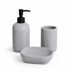 COLETTE - Set de Accesorios de Baño 3 Piezas Cerámica Calme Grey