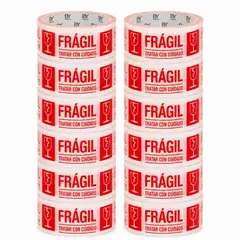 FLASHNOTE - Cinta De Embalaje Frágil Bysupply, Pack De 12 Unidades Para Paquetería Y Mudanza