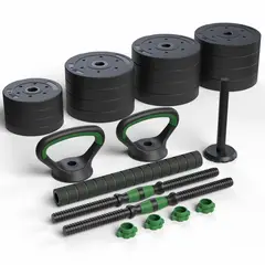 FITMAX - Set Mancuernas Green 3 en 1 ajustables 40 Kg