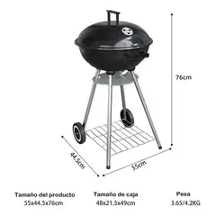 GENERICO - Parrilla Portátil Redonda 76cm Alto Carbón Con Tapa 44x44cm