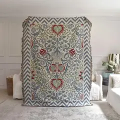 GALDANA - Piecera, Manta o cubre cama William Morris. Tejido Jacquard King 160x210cm
