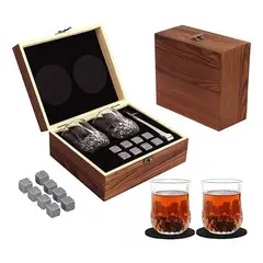 GENERICO - Juego De Regalo De Piedra Para Whisky Y 2 Vasos De Cristal