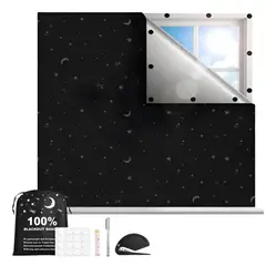 GENERICO - Cortina Blackout Revestidas De Plata 420d Estrellas 1.452m