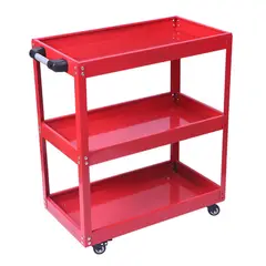 GENERICO - Carro De Herramientas Metálico De 3 Bandejas Resistente Rojo