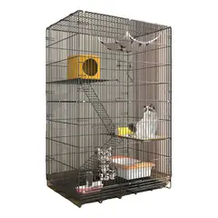 KUANGYE - Jaula Estancia Para Gatos 105 x 68 x 50 cm Negro