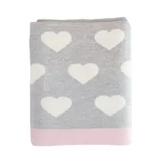 SIMPLE GRACIA - Manta Corazón Bebé 100% Algodón 100x80 cm Blanco