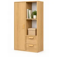 GENERICO - Mueble Organizador Con Puerta y 2 Cajones Estilo Nórdico 50x24x105cm Madera Diseño