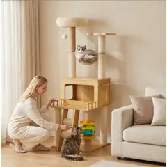 HOMER OUTDOOR - Rascador Para Gatos Cocolumpio 4 Pisos Con Casa 147cm