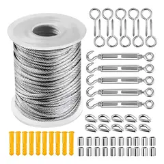 GENERICO - Kit De Cable Tensor De Acero De 30 M Gancho Galvanizado